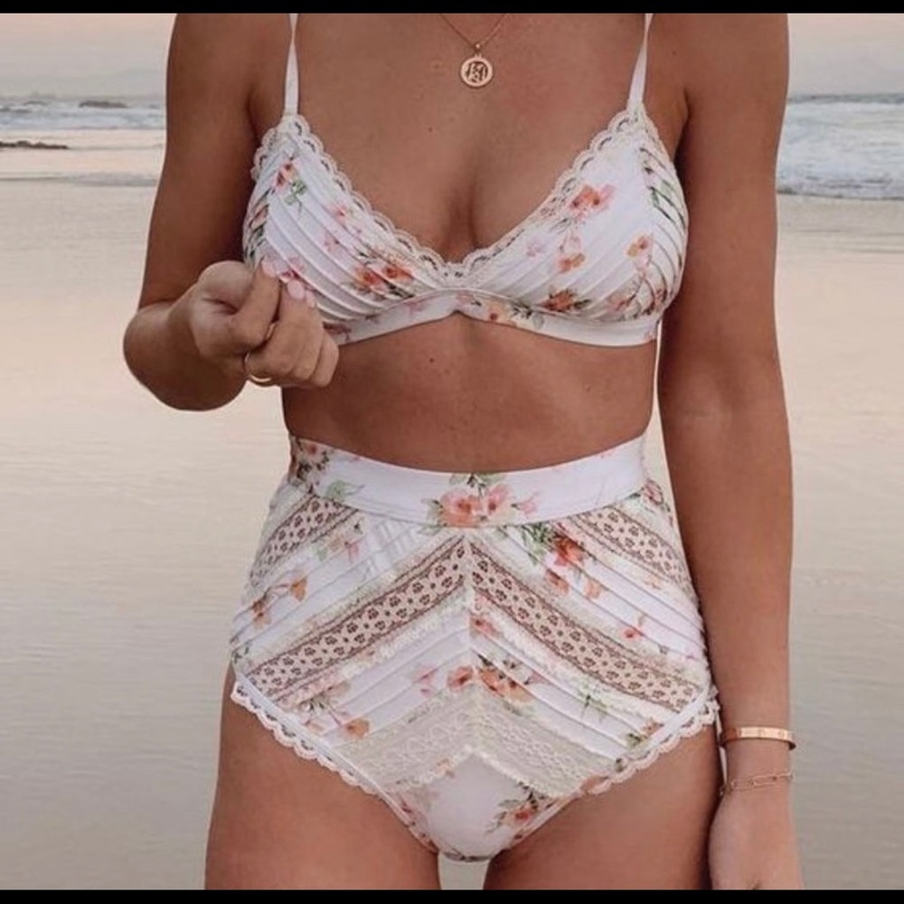 Boho floral high waist bikini